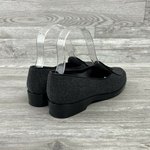 Stuart Weitzman Gray Loafer Tortoise Trim Size 5.5 Slip-On Designer Shoes Flats - Picture 3 of 9